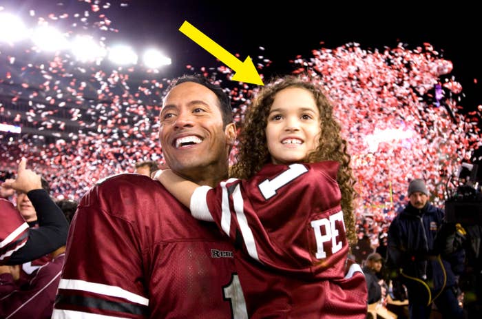 The Rock and young Madison in the game plan final scene