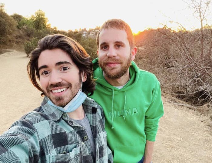 Noah and Ben taking a selfie outdoors
