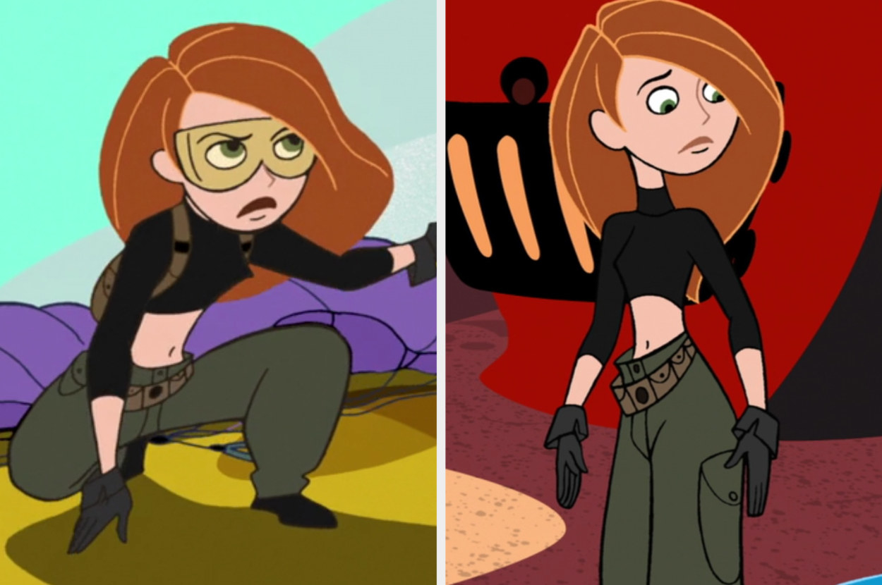 Kim Possible wearing cargo pants and a cropped turtleneck