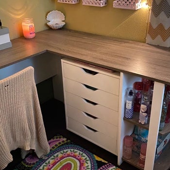Reviewer image of white cabinet under desk