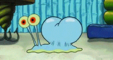 GIF of snail from SpongeBob SquarePants showing his butt