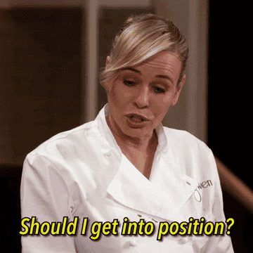GIF of woman asking, &#x27;Should I get into position?&quot;