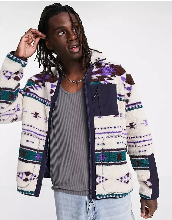 Model wearing the fleece