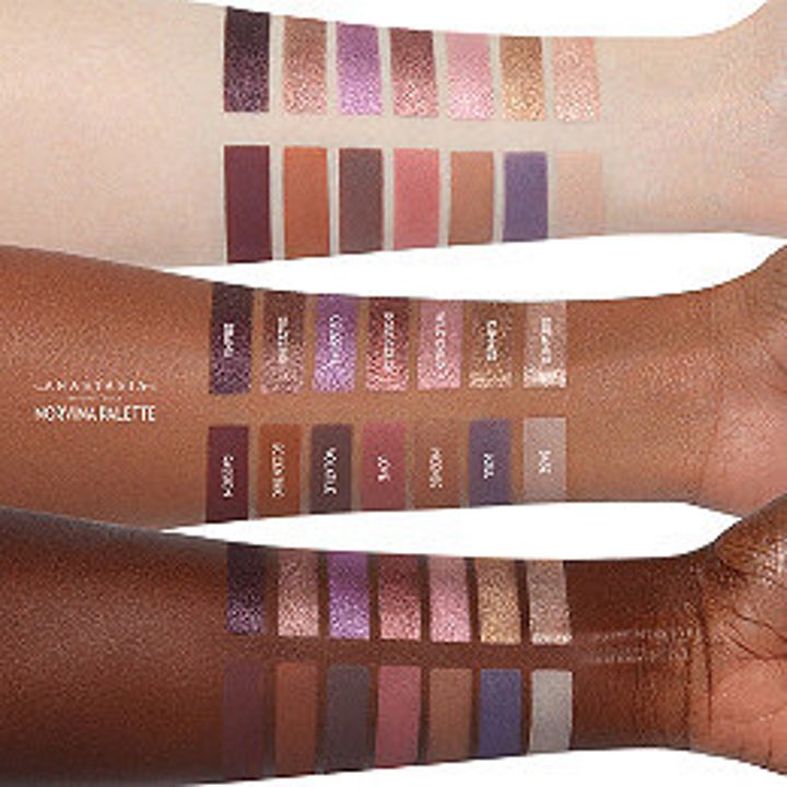 the eyeshadow palette shades on different skin tones 