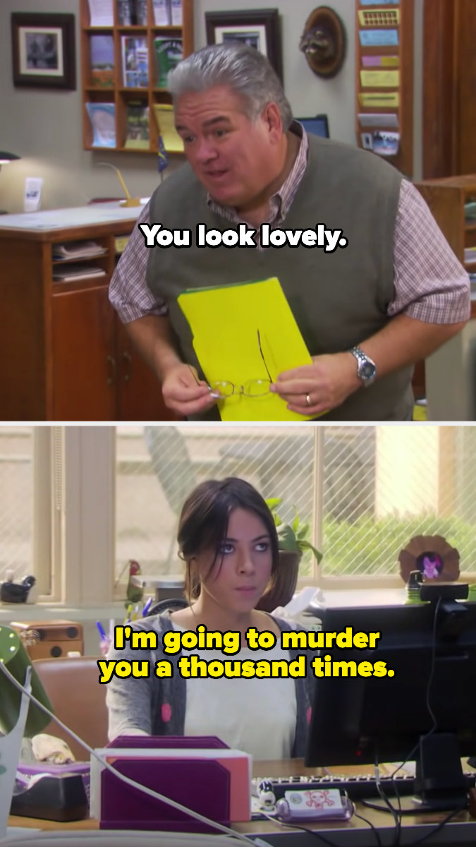 april telling jerry she's going to murder him for complimenting her