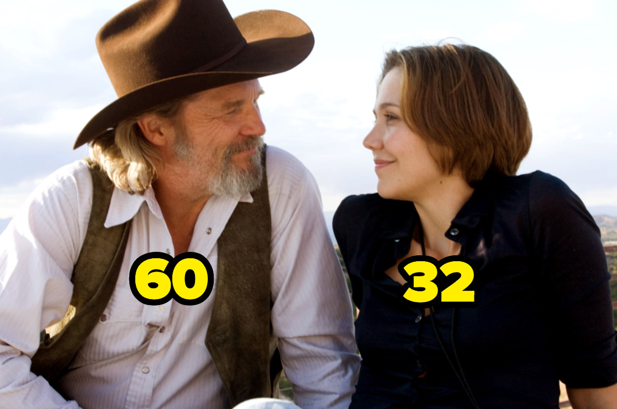 60-year-old Jeff Bridges looking at 32-year-old Maggie Gyllenhaal