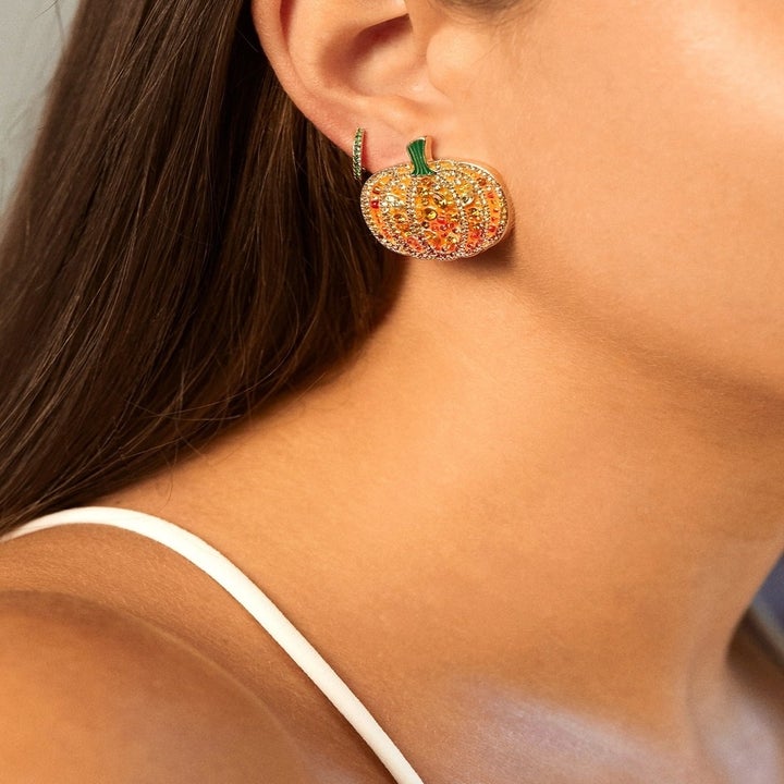 model wearing the earrings 