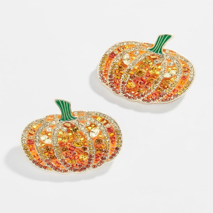 the orange, sparkly pumpkin earrings 