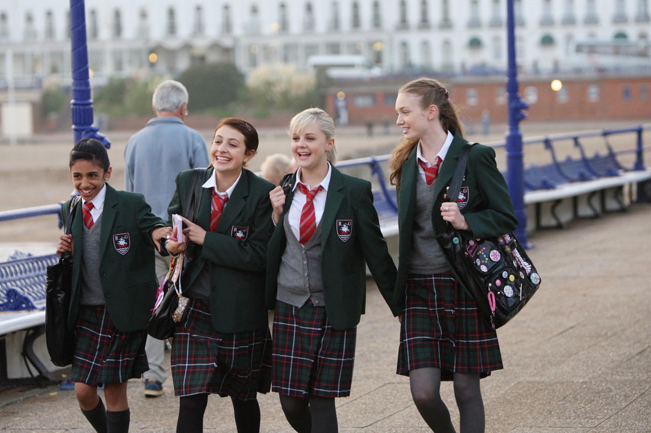 Eleanor Tomlinson, Georgia Henshaw, Manjeeven Grewal, and Georgia Groome in Angus, Thongs, and Perfect Snogging