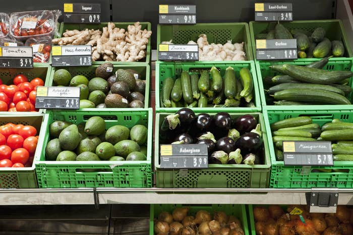 A grocery store produce section