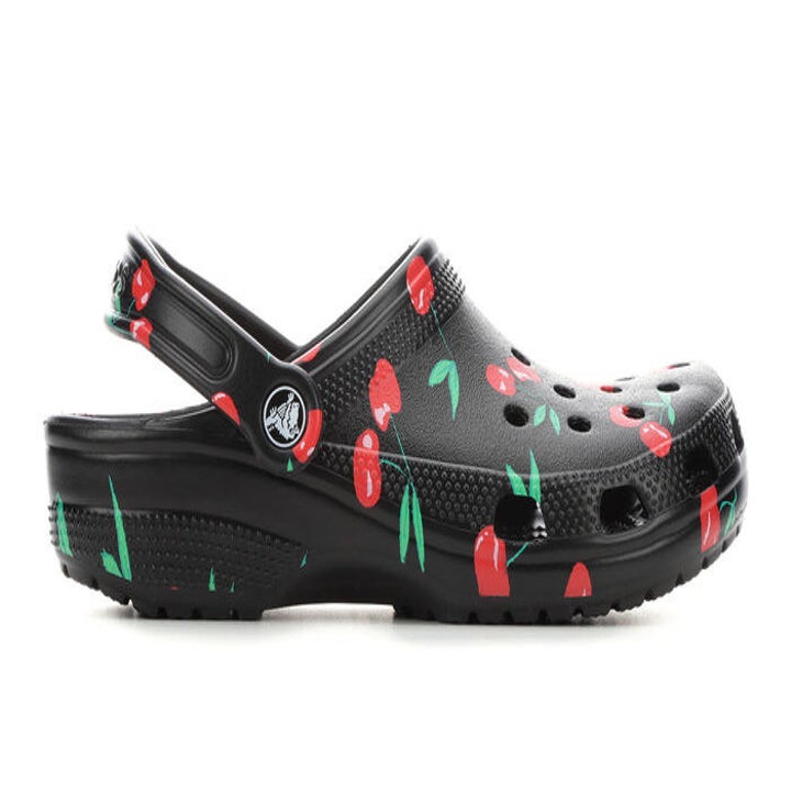 cherry-print black Crocs