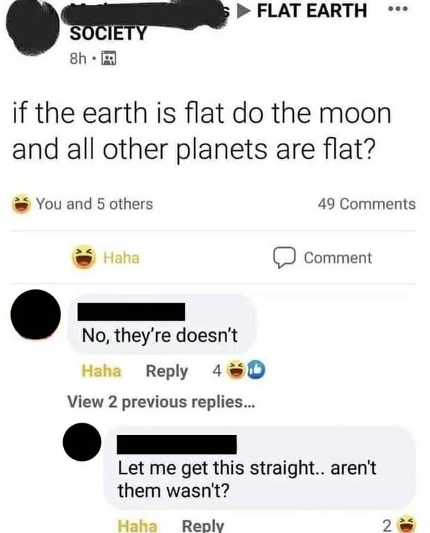 Person who asks if the moon is also flat if the Earth and stars are flat