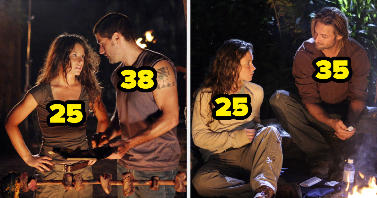 Evangeline Lilly was 25, Matthew Fox was 38, and Josh Holloway was 35