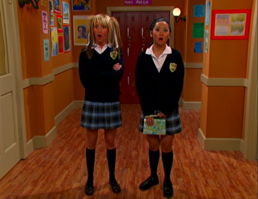 Maddie and London standing in the school hallway on &quot;Suite Life of Zack and Cody&quot;