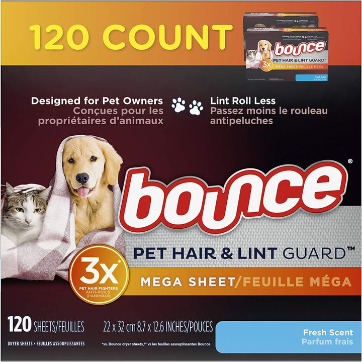 the dryer sheet box with a dog and a cat on it