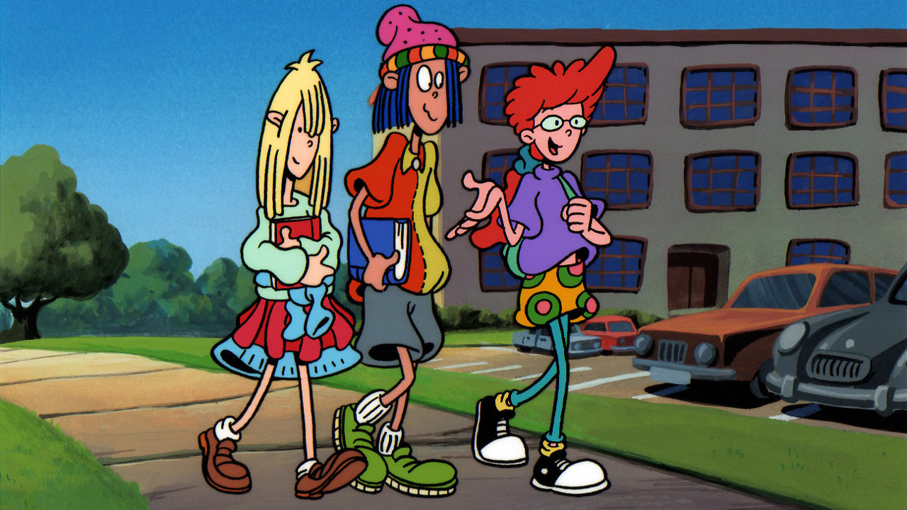 Pepper Ann, Nicky, and Milo walk to school. 
