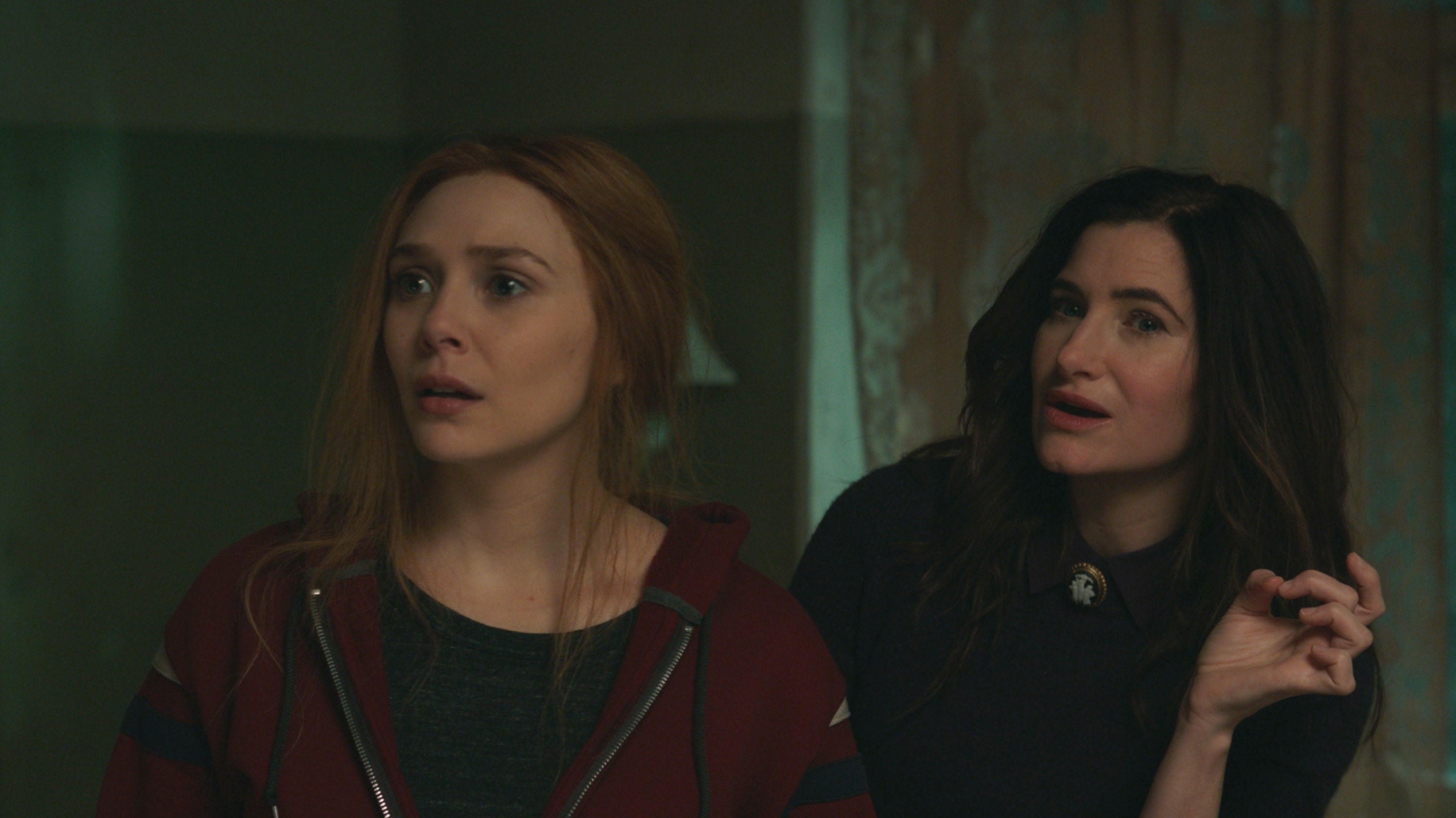 Elizabeth Olsen and Kathryn Hahn in a scene from WandaVision