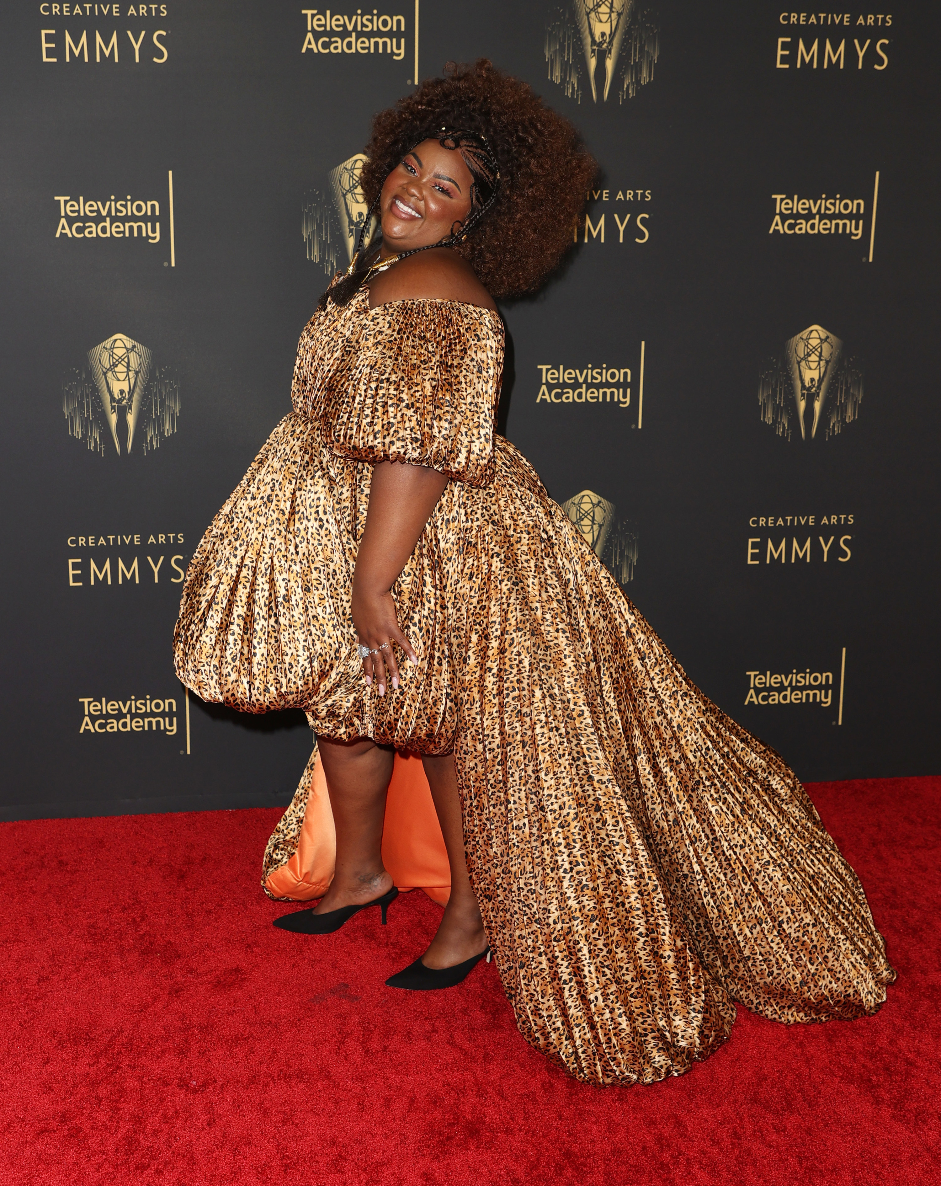 Nicole wore a voluminous leopard-printed gown at the Creative Arts Emmys