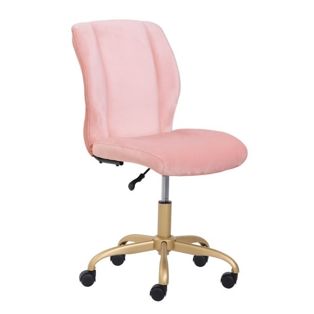 pink velvet office chair with wheels