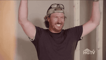 chip gaines acting excited and then biting his fist