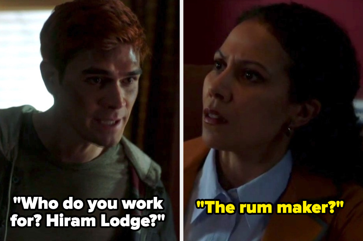 Archie says who do you work for Hiram lodge and the therapist says the rum maker?