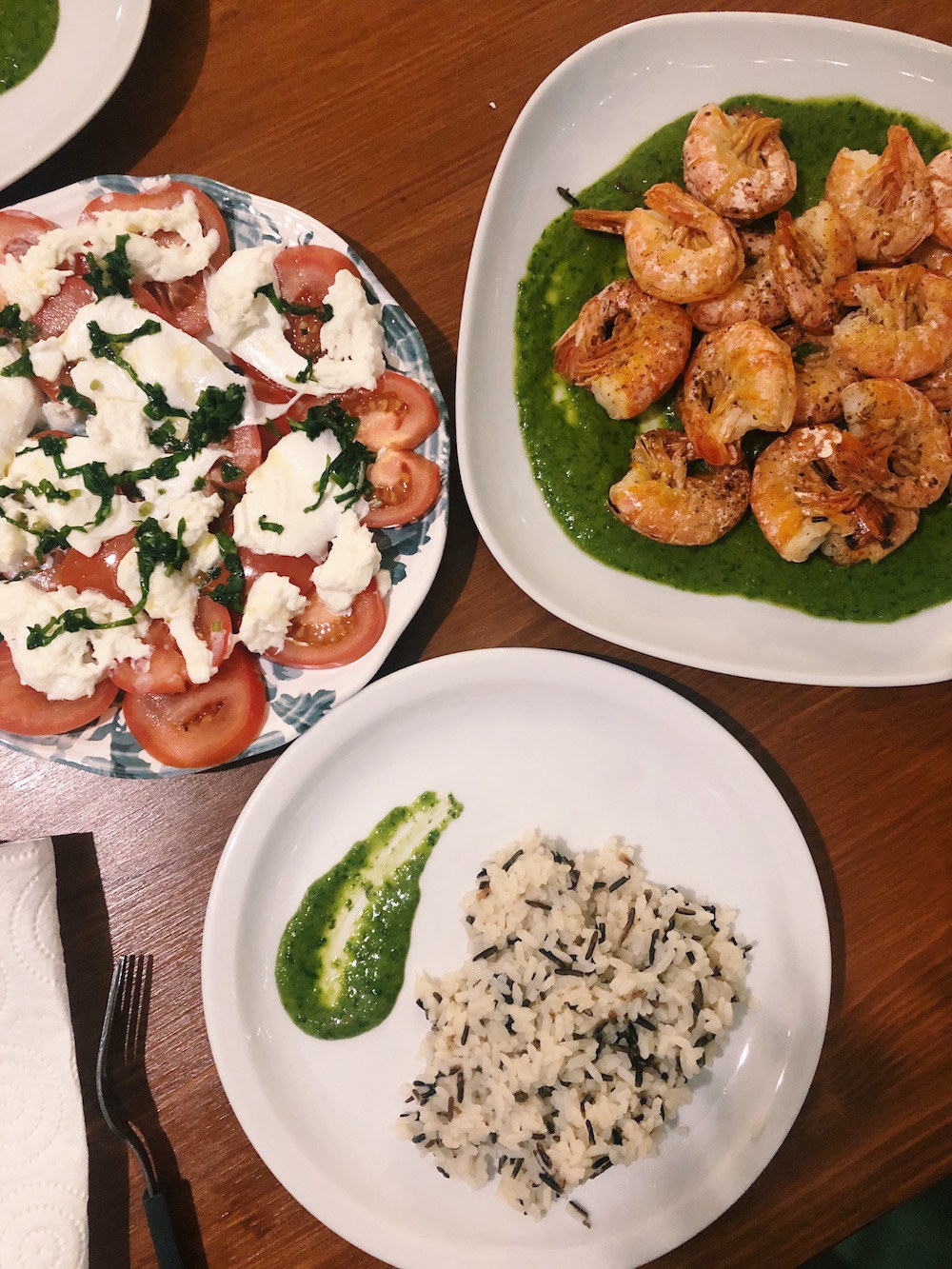 A spread of dinner at home