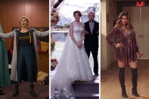 Outfits from "Doctor Who", "Grey's Anatomy", and "Schitt's Creek"
