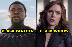 On the left, Black Panther, and on the right, Black Widow