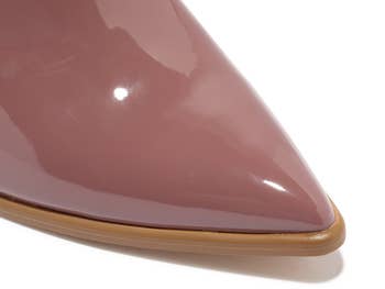 Brown patent leather pumps