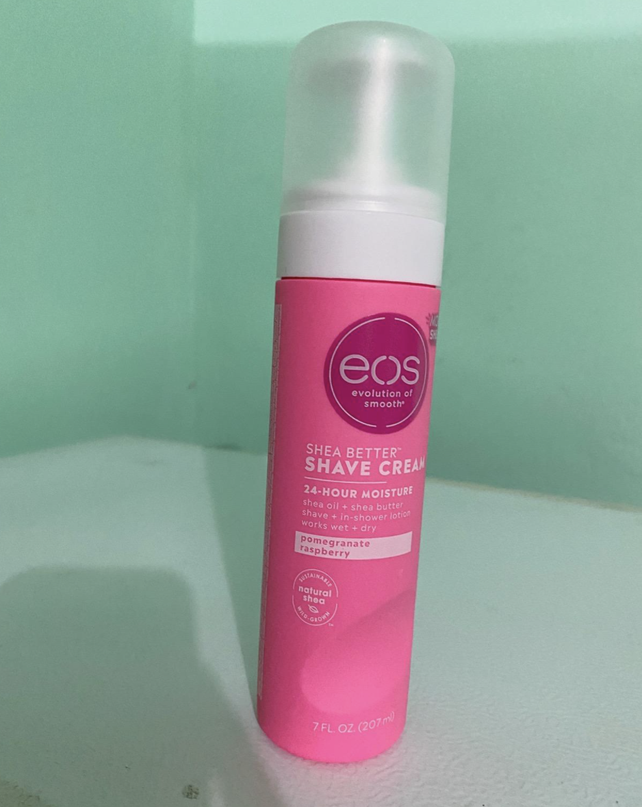 Reviewer image of the pink canister of shaving cream
