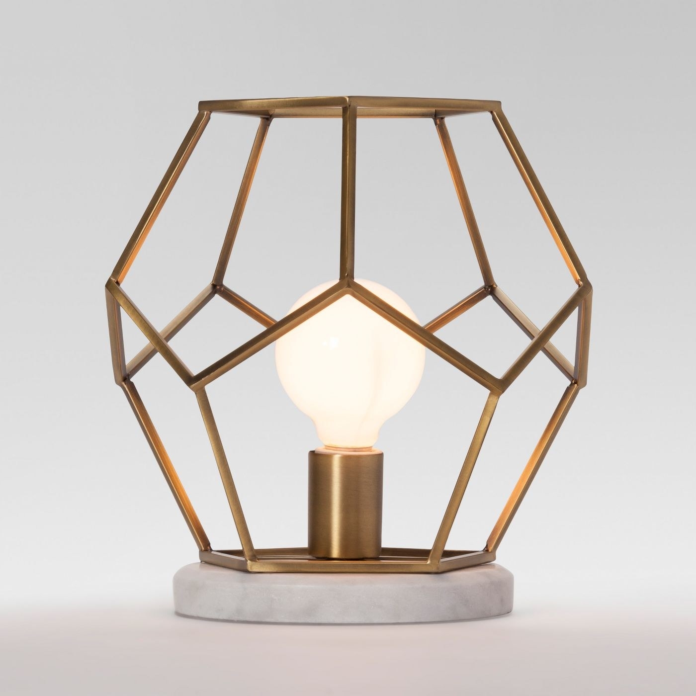 the gold geodesic lamp