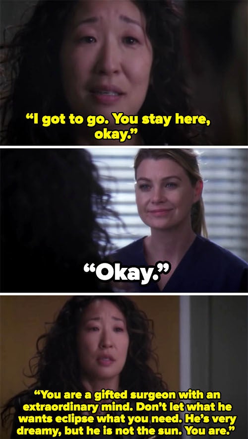 Cristina saying her goodbye to Meredith on &quot;Grey&#x27;s Anatomy&quot;
