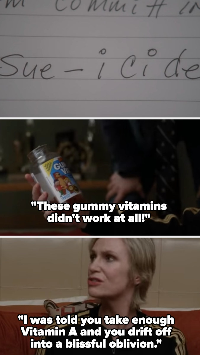 Sue fakes a suicide attempt with gummy vitamins