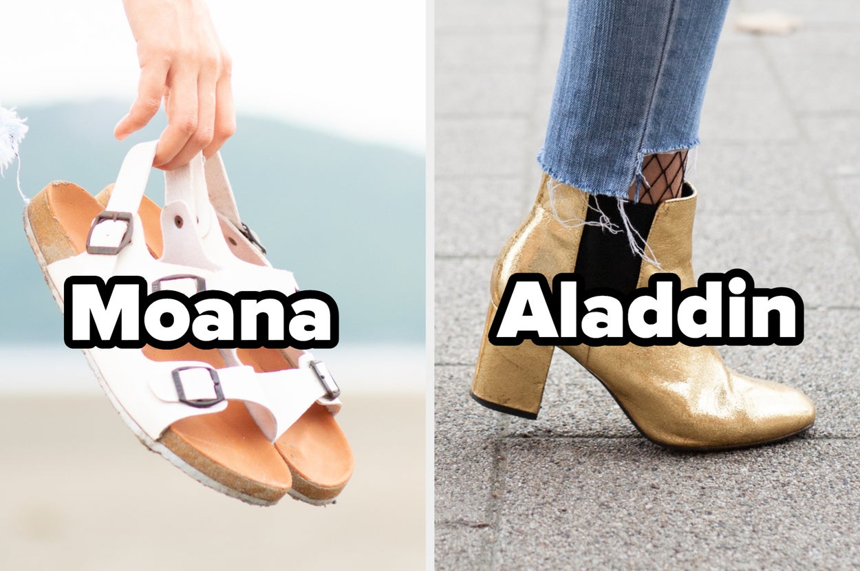 Moana sandals and Aladdin gold boots