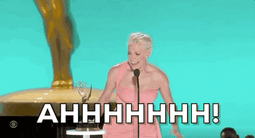 Hannah Waddingham screaming in excitement at the Emmys for winning