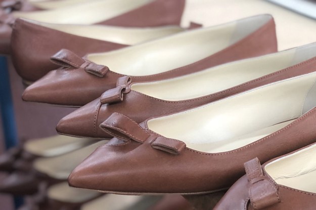the shoes in a cognac color