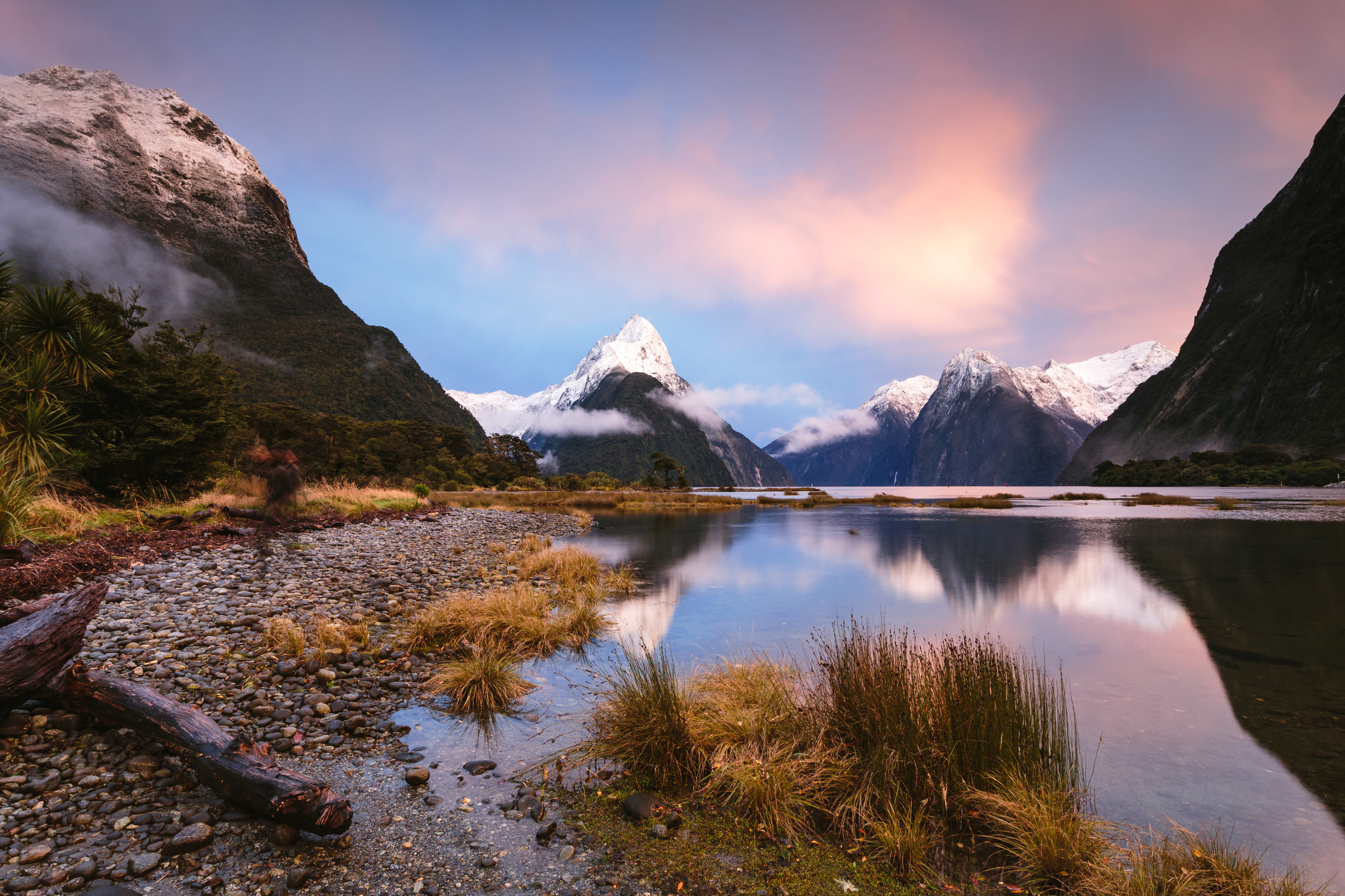Dawn at Milford Sound in Fiordland National Park.