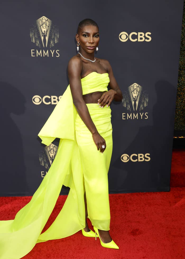 Michaela on the Emmys red carpet