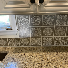 reviewer diy backsplash project completed with the stencils 
