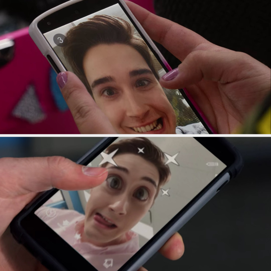 Miles makes goofy Snapchat faces