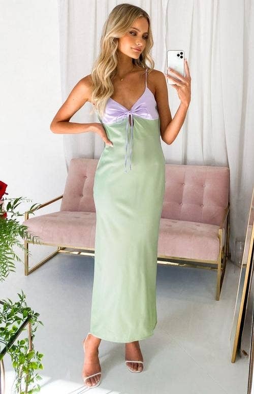 Silhouette 100% Silk Cowl Slip Dress Sea Green (Mint) | Anaphe | SilkFred