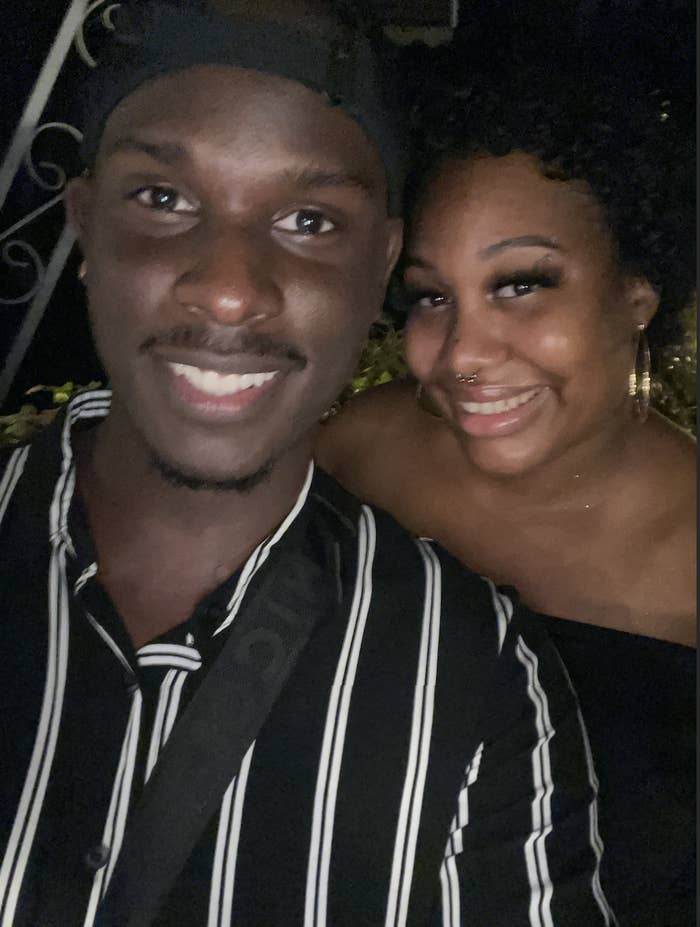 A photo of myself and a friend smiling