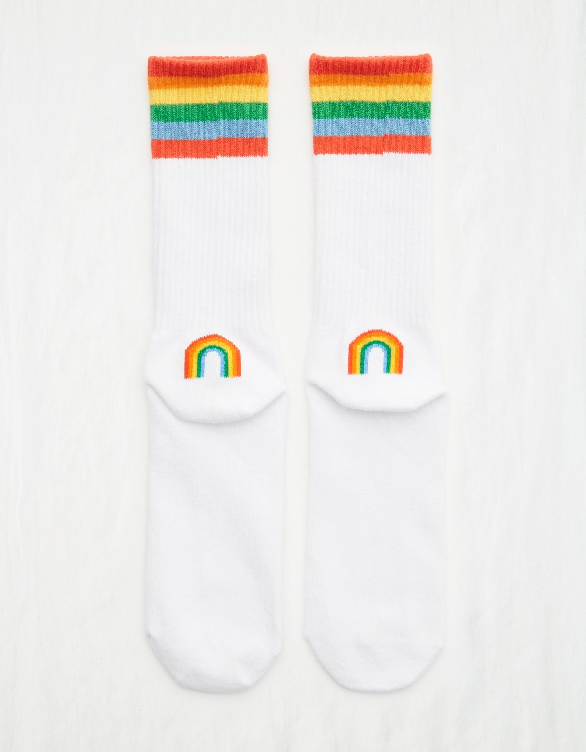 White and rainbow socks
