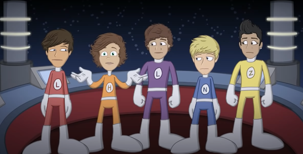One Direction animated as superheroes