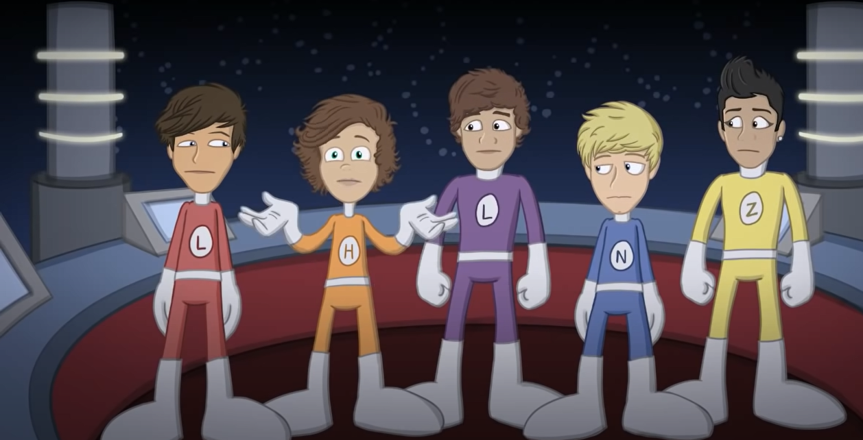 One Direction animated as superheroes