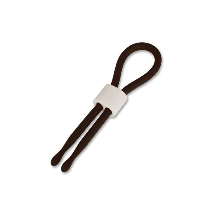 Black loop cock ring with white sliding adjuster