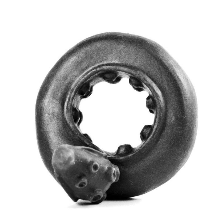 Black squid tentacle cock ring from another angle to display textured interior