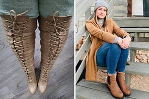 reviewer wearing the boots