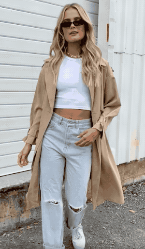 gif of a model wearing the trench