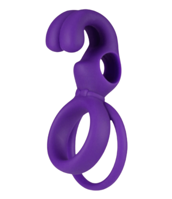Purple dual cock ring with rabbit ears